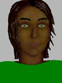 a portrait of a person with chocolate skin, bblack hair, and an emerald green shirt