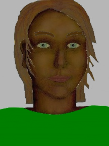 a portrait of a person with chocolate skin, brown hair, and an emerald green shirt