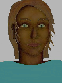 a portrait of a person with chocolate skin, brown hair, and a turquoise coloured shirt
