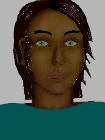 a portrait of a person with chocolate skin, black hair, and a teal coloured shirt