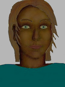 a portrait of a person with chocolate skin, brown hair, and a teal coloured shirt