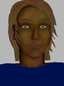 a portrait of a person with chocolate skin, brown hair, and a navy blue coloured shirt