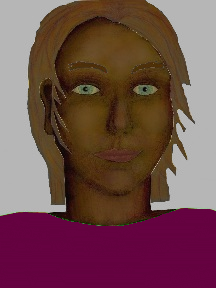 a portrait of a person with chocolate skin, brown hair, and a plum coloured shirt