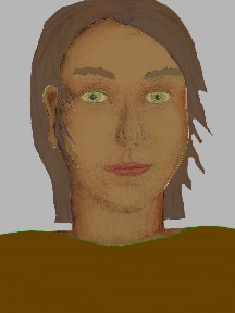a portrait of a person with caramel skin, brown hair, and a brown coloured shirt