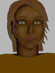 a portrait of a person with chocolate skin, brown hair, and a brown coloured shirt