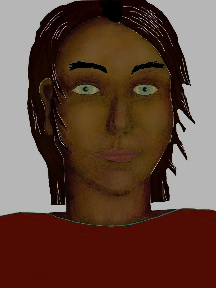 a portrait of a person with chocolate skin, black hair, and a mahogany shirt