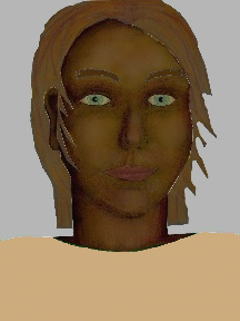 a portrait of a person with chocolate skin, brown hair, and a tan coloured shirt