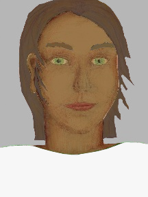 a portrait of a person with caramel skin, brown hair, and a white coloured shirt
