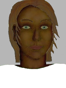 a portrait of a person with chocolate skin, brown hair, and a white coloured shirt