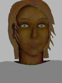 a portrait of a person with chocolate skin, brown hair, and a grey coloured shirt