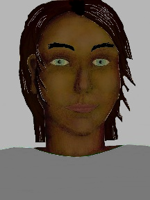 a portrait of a person with chocolate skin, black hair, and a grey coloured shirt
