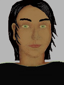 a portrait of a person with caramel skin, black hair, and a black coloured shirt