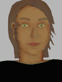 a portrait of a person with caramel skin, brown hair, and a black coloured shirt