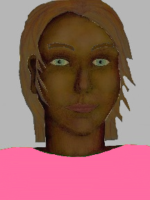 a portrait of a person with chocolate skin, brown hair, and a pinkl coloured shirt