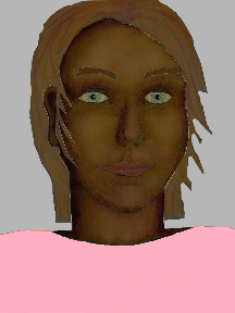 a portrait of a person with chocolate skin, brown hair, and a light pinkl coloured shirt