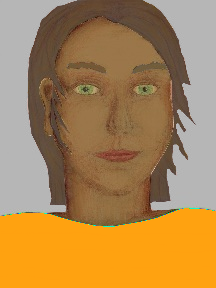 a portrait of a person with caramel skin, brown hair, and a yellow-orangel coloured shirt
