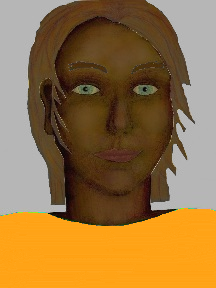 a portrait of a person with chocolate skin, brown hair, and a yellow-orange coloured shirt